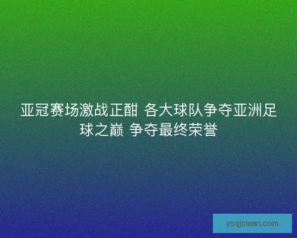亚冠赛场激战正酣 各大球队争夺亚洲足球之巅 争夺最终荣誉